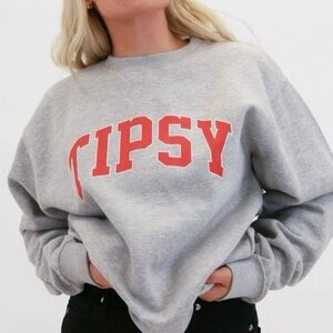 NWT lulusimonstudio Tipsy Oversized Fleece Sweatshirt Size XS/S Gray Cozy Comfy